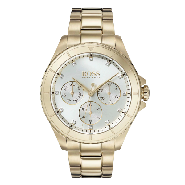 HUGO BOSS Premiere Gold Stainless Steel Silver Dial Quartz Watch for Ladies - 1502445