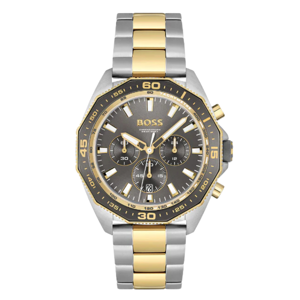 HUGO BOSS Energy Two-tone Stainless Steel Grey Dial Chronograph Quartz Watch for Gents - 1513974