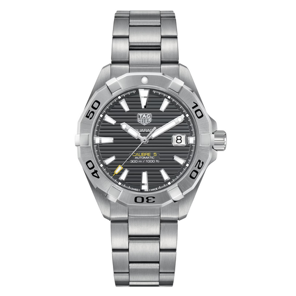 Tag Heuer Aquaracer Calibre 5 Silver Stainless Steel Grey Dial Automatic Watch for Gents - WBD2113.BA0928