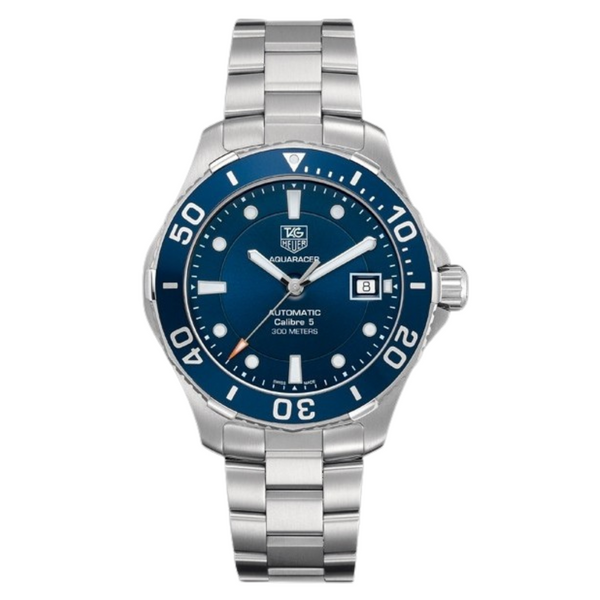 Tag Heuer Aquaracer Calibre 5 Silver Stainless Steel Blue Dial Automatic Watch for Gents - WAN2111.BA0822