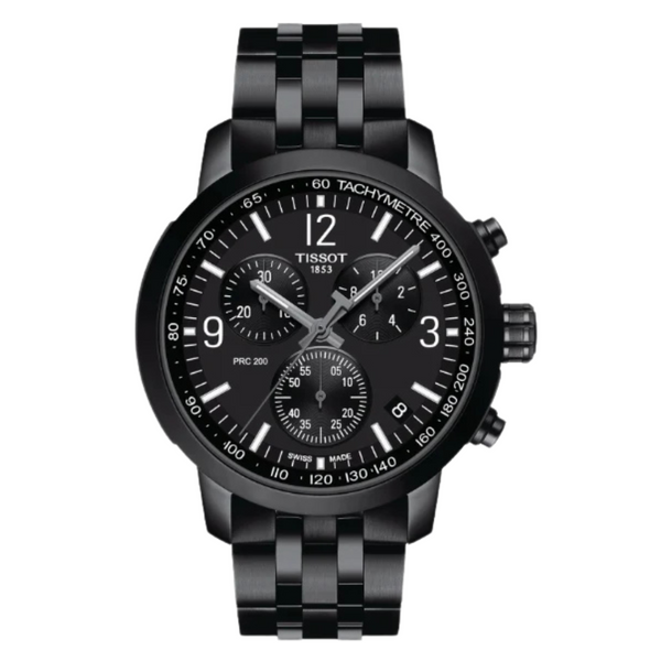 Tissot PRC 200 Black Stainless Steel Black Dial Chronograph Quartz Watch for Men's - T.114.417.33.057.00
