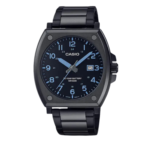 Casio Enticer Black Stainless Steel Black Dial Quartz Watch for Gents - MTP-E715D-1A VDF