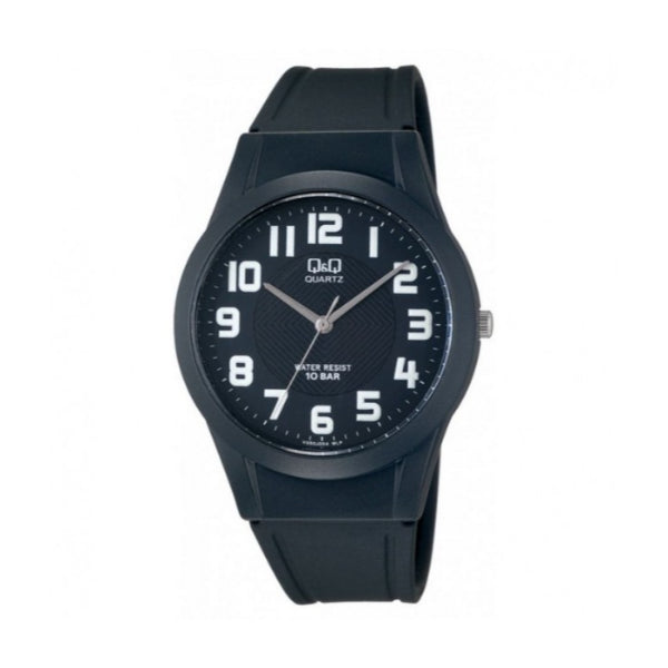 Q&Q Black Rubber Strap Black Dial Quartz Watch for Unisex - VQ50J004Y