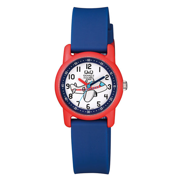 Q&Q Blue Resin Strap White Dial Quartz Watch for Kids - VR41J010Y