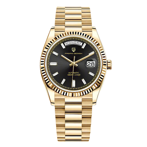 Pagani Design Gold Stainless Steel Black Dial Automatic Watch for Gents - PD1752