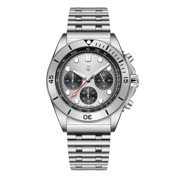 Pagani Design Silver Stainless Steel Silver Dial Chronograph Quartz Watch for Gents - PD1705