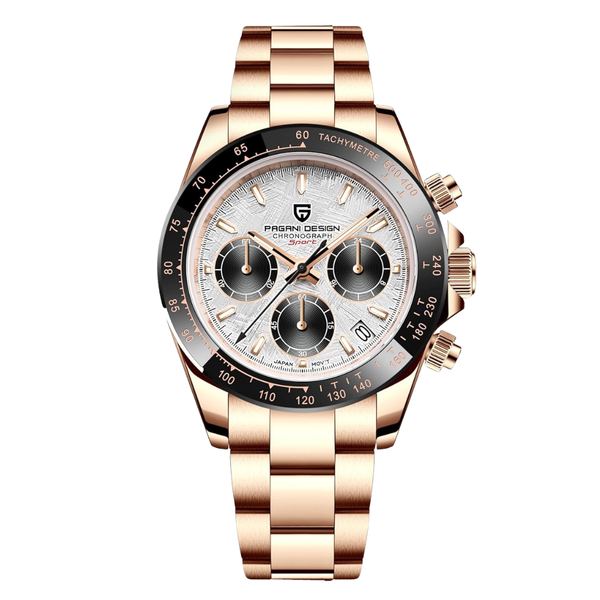 Pagani Design Two tone Stainless Steel Brown Dial Chronograph Quartz Watch for Gents - PD1644