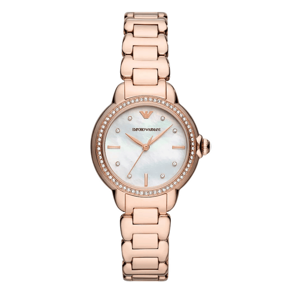 Emporio Armani Mia Rose Gold Stainless Steel Mother Of Pearl Dial Quartz Watch for Ladies - AR11523