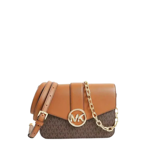 Michael Kors Carmen Small Monogram Flap Crossbody Bag In Brown - 35S2GNMCOB