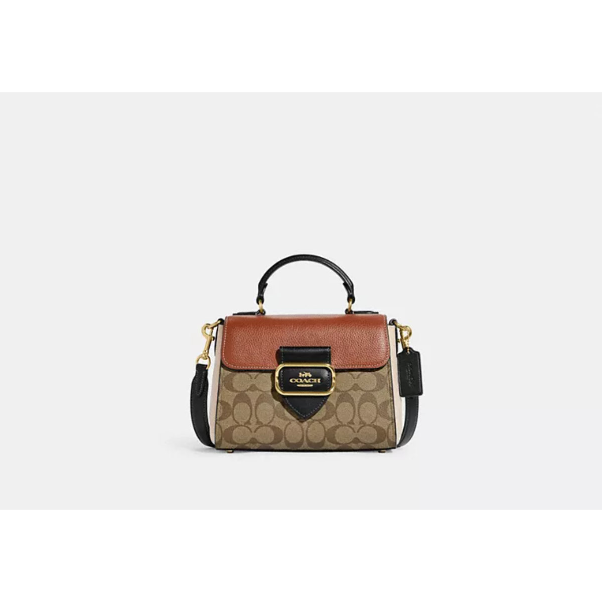 Coach Morgan Top Handle Satchel In Colorblock Signature Canvas Khaki ...