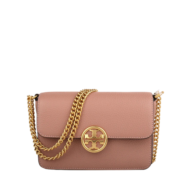 Tory Burch Olivia Pebbled Leather Small Bag In PInk Moon - 141659