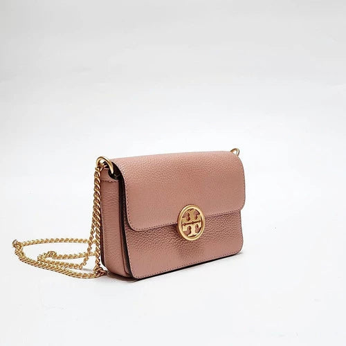 Tory Burch Olivia Pebbled Leather Small Bag In PInk Moon - 141659