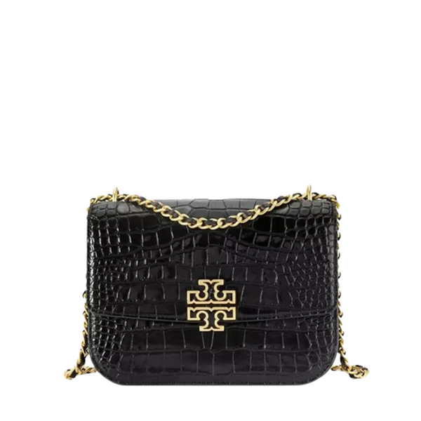 Tory Burch Britten Leather Small Adjustable Shoulder Bag In Black - 141029