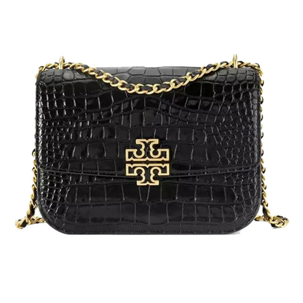 Tory Burch Britten Leather Small Adjustable Shoulder Bag In Black - 141029