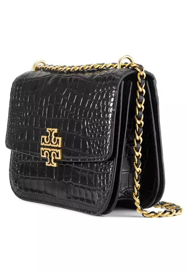 Tory Burch Britten Leather Small Adjustable Shoulder Bag In Black - 141029