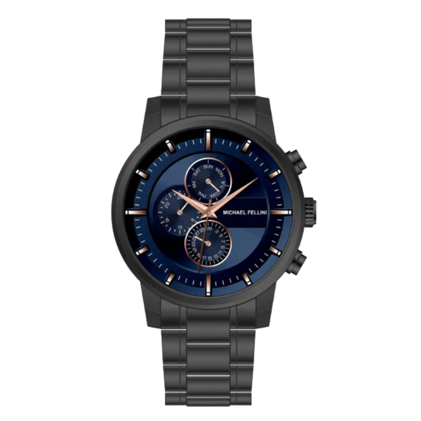Michael Fellini Black Stainless Steel Green Dial Chronograph Quartz Watch for Gents - MF-2343-04
