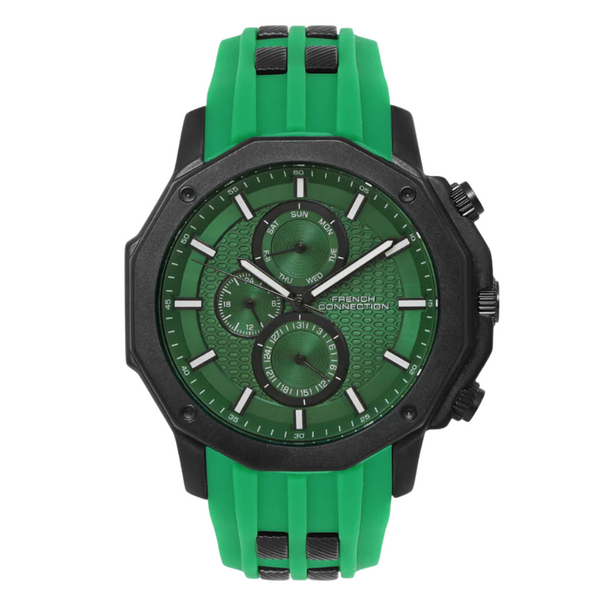 Michael Fellini Green Silicone Strap Green Dial Chronograph Quartz Watch for Gents - MF-2346-07