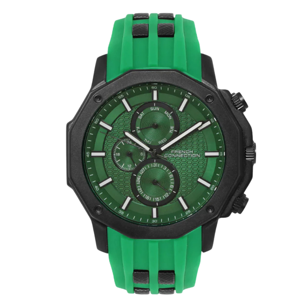 Michael Fellini Green Silicone Strap Green Dial Chronograph Quartz Watch for Gents - MF-2346-07