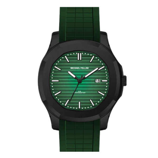 Michael Fellini Green Silicone Strap Green Dial Quartz Watch for Gents - MF2364-05