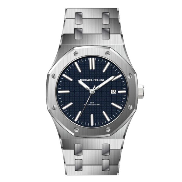 Michael Fellini Silver Stainless Steel Blue Dial Quartz Watch for Gents - MF2366-01
