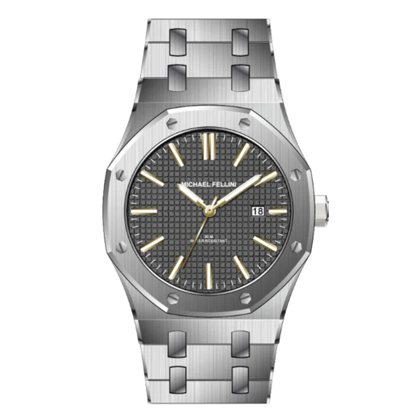 Michael Fellini Silver Stainless Steel Gray Dial Quartz Watch for Gents - MF2366-04