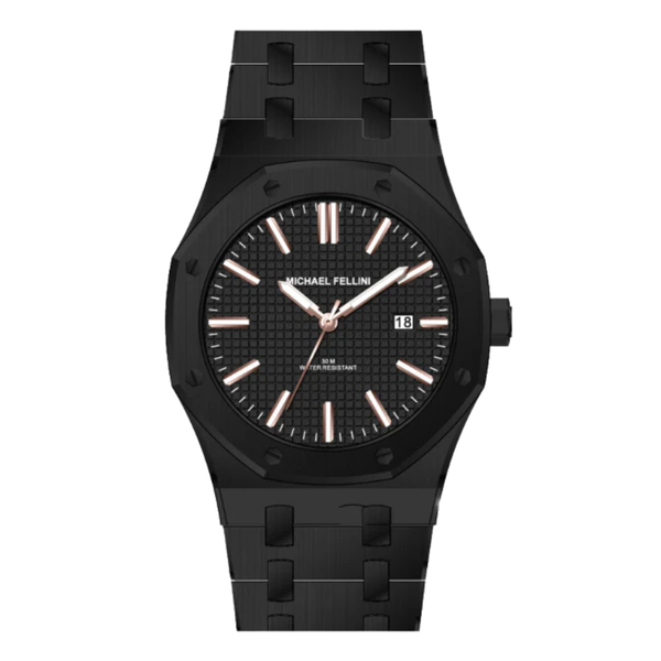 Michael Fellini Black Stainless Steel Black Dial Quartz Watch for Gents - MF2366-05