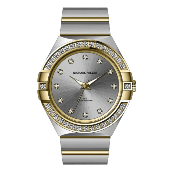 Michael Fellini Two-tone Stainless Steel Gray Dial Quartz Watch for Ladies - MF-2356-04