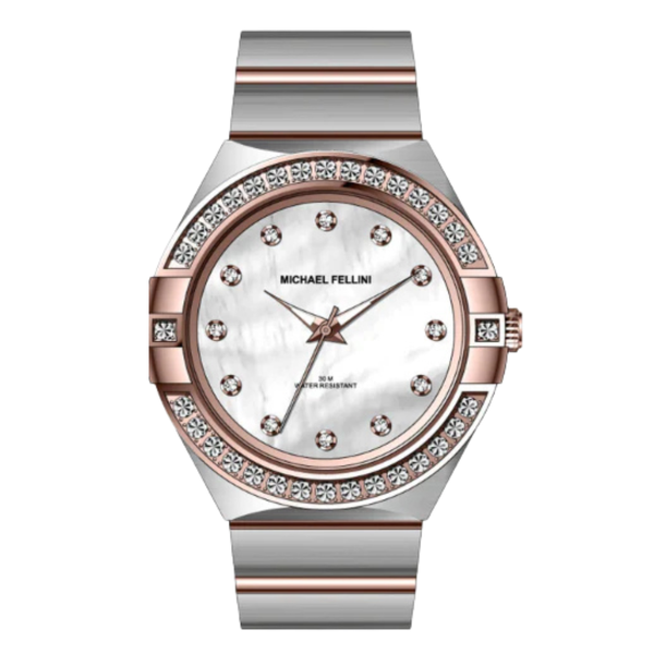 Michael Fellini Two-tone Stainless Steel Mother Of Pearl Dial Quartz Watch for Ladies - MF-2356-06