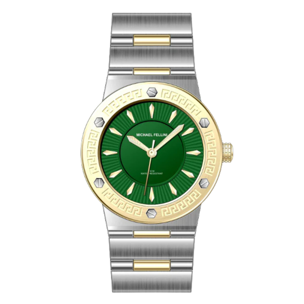 Michael Fellini Two-tone Stainless Steel Green Dial Quartz Watch for Ladies - MF2353-05