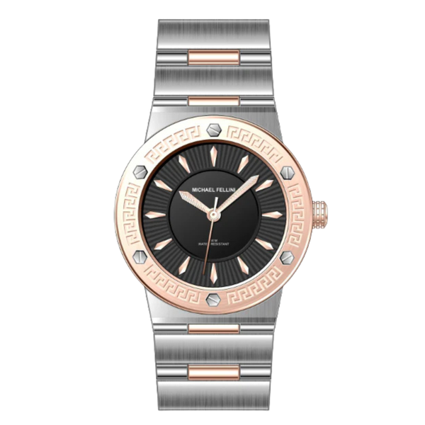 Michael Fellini Two-tone Stainless Steel Black Dial Quartz Watch for Ladies - MF2353-07
