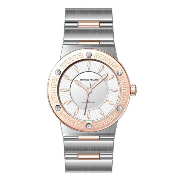 Michael Fellini Two-tone Stainless Steel White Dial Quartz Watch for Ladies - MF2353-06