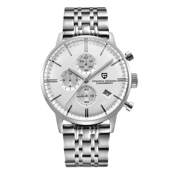 Pagani Design Silver Stainless Steel White Dial Chronograph Quartz Watch for Gents - PD2720K