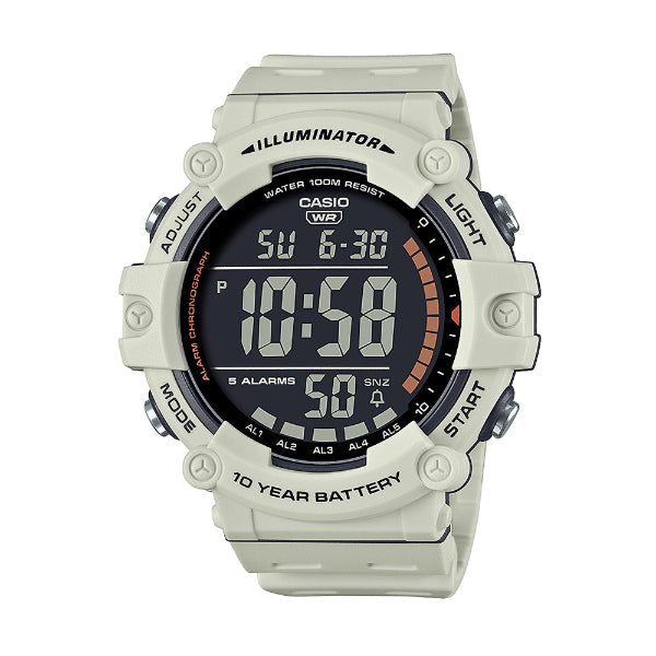 Casio Illuminator Off-White Resin Band Black Dial Digital Watch for Gents - AE-1500WH-8B2VDF