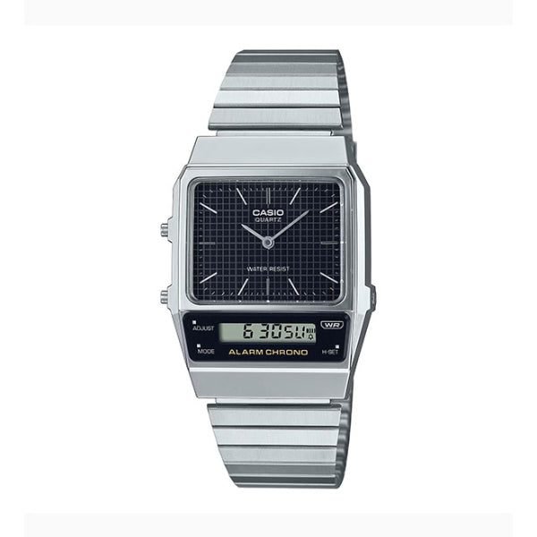 Casio Silver Stainless Steel Black Dial Quartz Unisex Watch - AQ-800E-1ADF