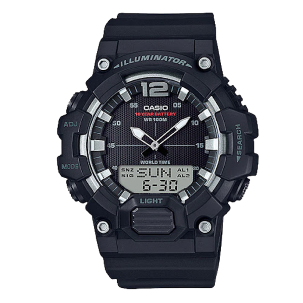 Casio Illuminator Black Resin Band Black Dial Quartz Watch for Gents - HDC-700-1AVDF