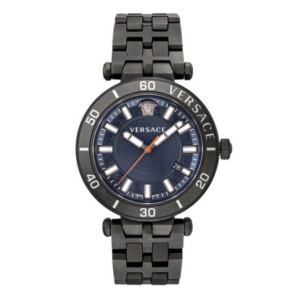 Versace Greca Sport Black Stainless Steel Blue Dial Quartz Watch for Gents - VEZ300621