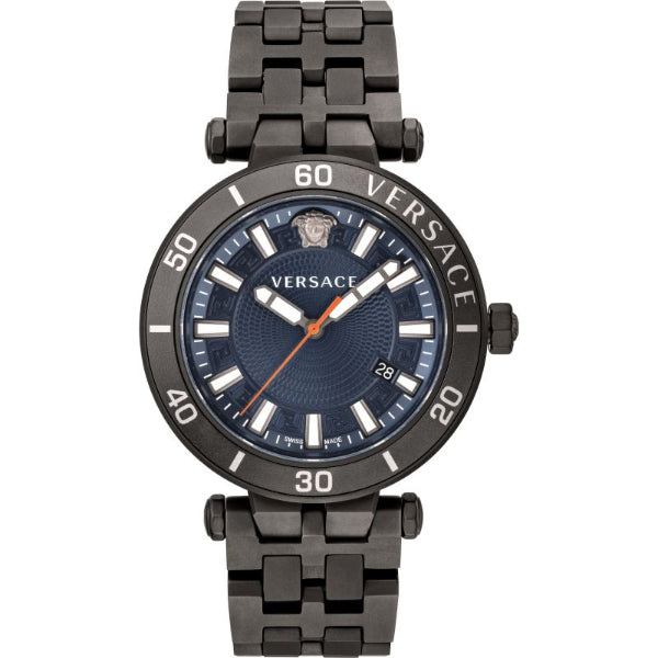 Versace Greca Sport Black Stainless Steel Blue Dial Quartz Watch for Gents - VEZ300621