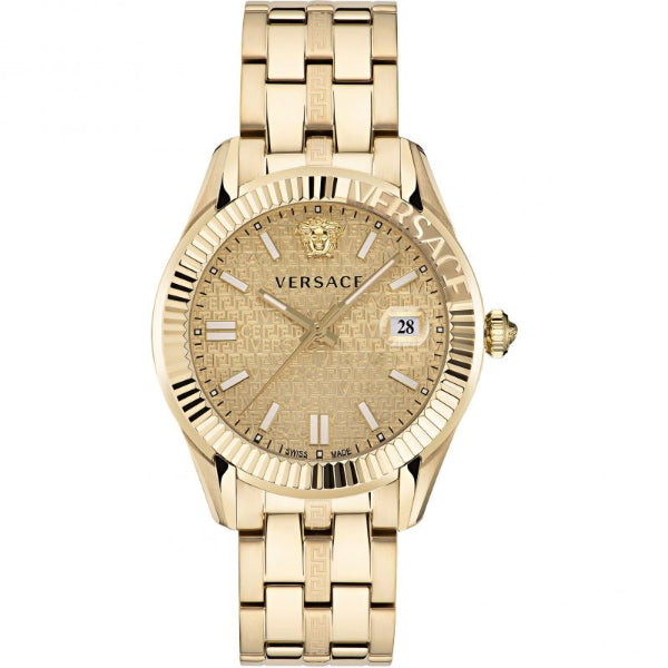 Versace Greca Time Gold Stainless Steel Gold Dial Quartz Watch for Gents - VE3K00522