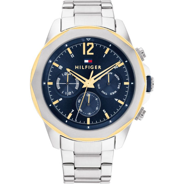 Tommy Hilfiger Lars Silver Stainless Steel Navy Blue Dial Chronograph Quartz Watch for Gents - 1792059