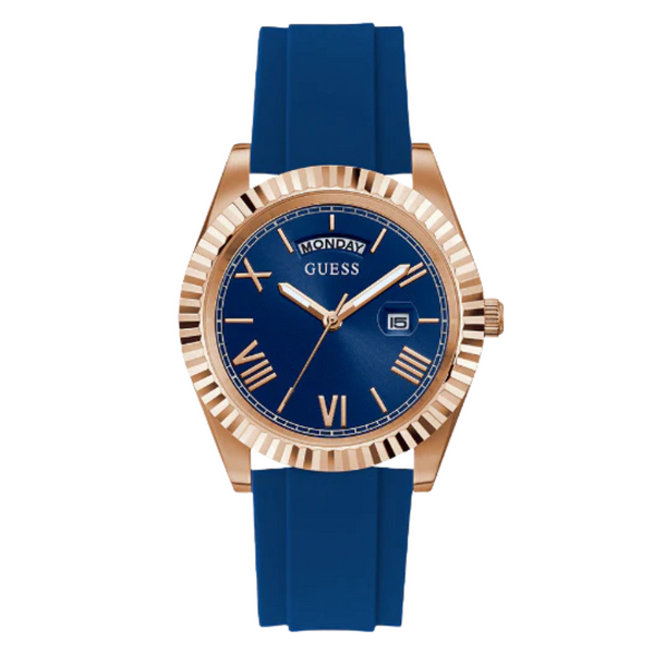 Guess Classic Blue Silicone Strap Blue Dial Quartz Watch for Gents - GW0335G2