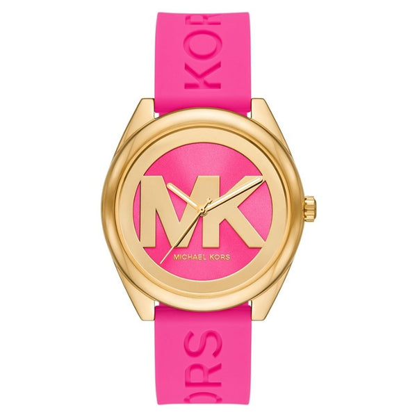 Michael Kors Janelle Pink Silicone Strap Pink Dial Quartz Watch for Ladies - MK-7349