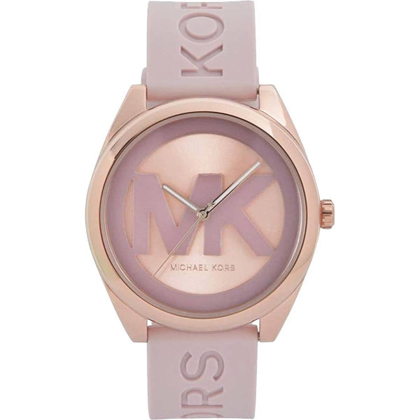 Michael Kors Janelle Pink Silicone Strap Rose Gold Dial Quartz Watch for Ladies - MK-7139