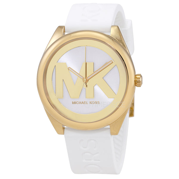 Michael Kors Janelle White Silicone Strap White Dial Quartz Watch for Ladies - MK-7141