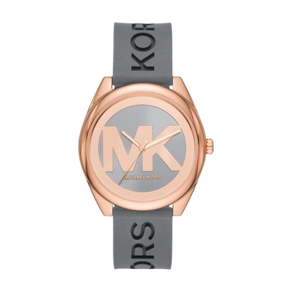Michael Kors Janelle Grey Silicone Strap Grey Dial Quartz Watch for Ladies - MK-7314