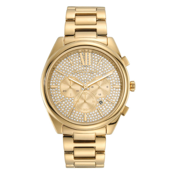 Michael Kors Janelle Gold Stainless Steel Gold Dial Chronograph Quartz Watch for Ladies - MK-8995