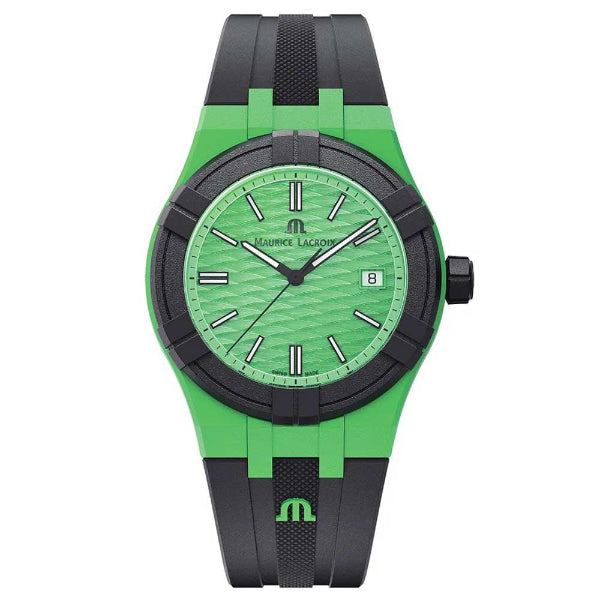 Maurice Lacroix Aikon #Tide Green Rubber Strap Green Dial Quartz Watch For Unisex - Ai2008-70070-300-0