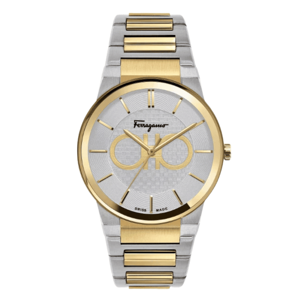 Ferragamo Sapphire Two-tone Stainless Steel Silver Dial Quartz Watch for Gents - SFHP00520