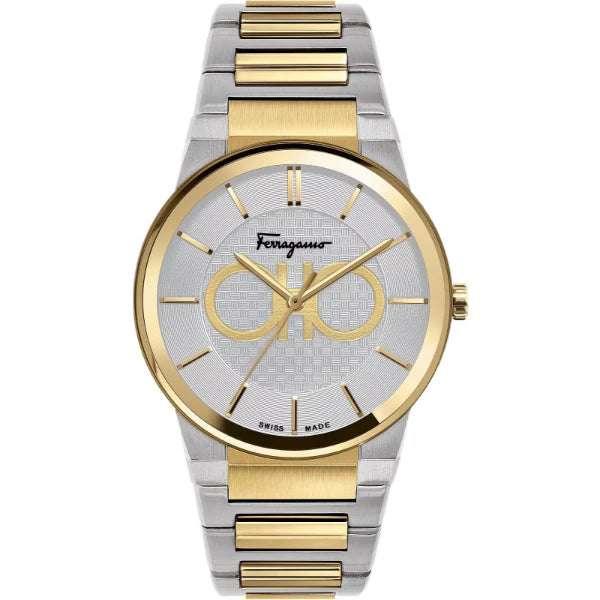 Ferragamo Sapphire Two-tone Stainless Steel Silver Dial Quartz Watch for Gents - SFHP00520