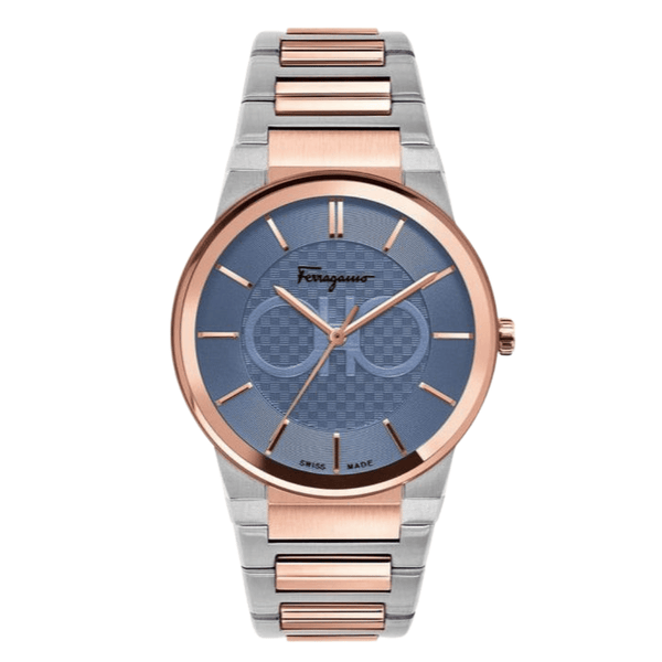 Ferragamo Contemporary Sapphire Two-Tone Stainless Steel Blue Dial Quartz Watch For Gents - Sfhp00720