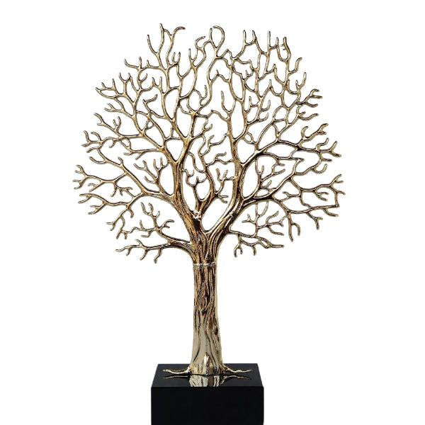 Metal Gold Tree Black Rectangular Base